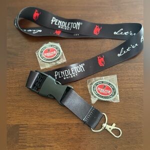 Pendleton Black and Red Whisky Logo Lanyard with Two Pins